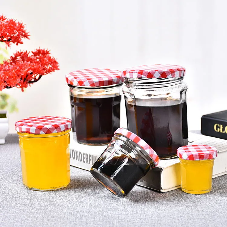 Clear Empty Food Storage Glass Jar Caviar Jelly Jam Pickle Container Packaging Bottle Glass for Honey with Metal Lid